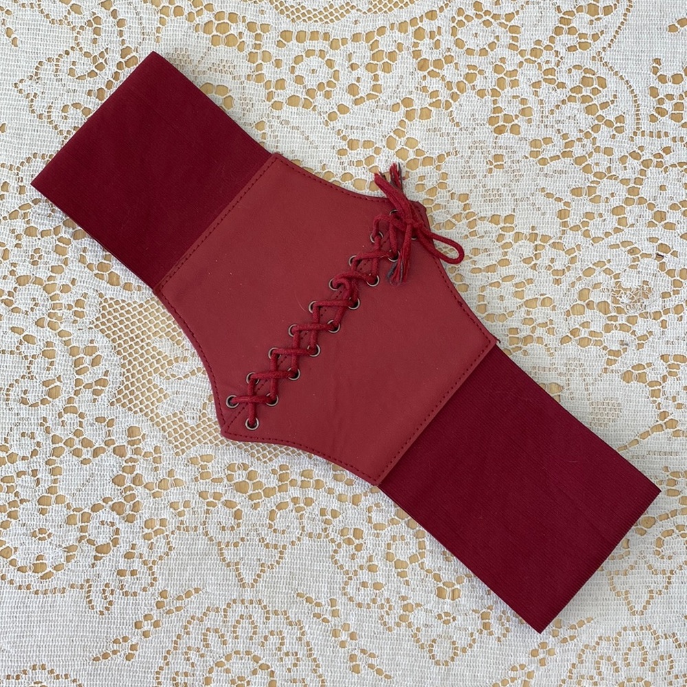 Lace-up Elastic & Leather Cinch Belt